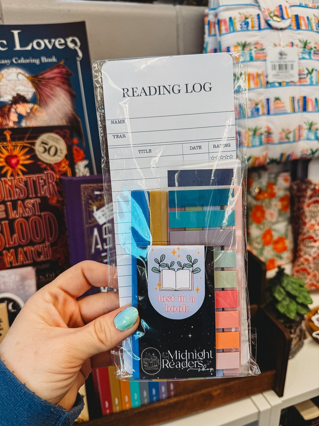 Book Annotating kit- bookmark reading log, annotating tabs, highlighters & a magnetic bookmark | Everything but the Book | Book Lovers kit