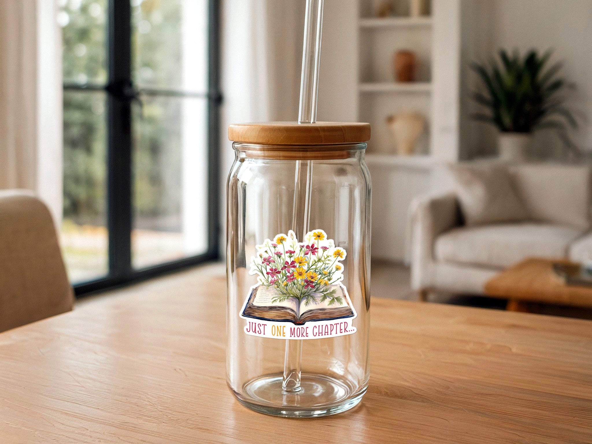 Just One More Chapter | Book with Flowers | Cute Sticker