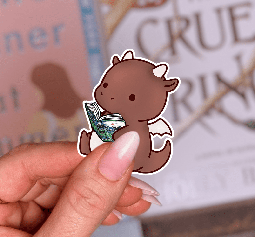 Dragon Reading a Book Laminated Sticker