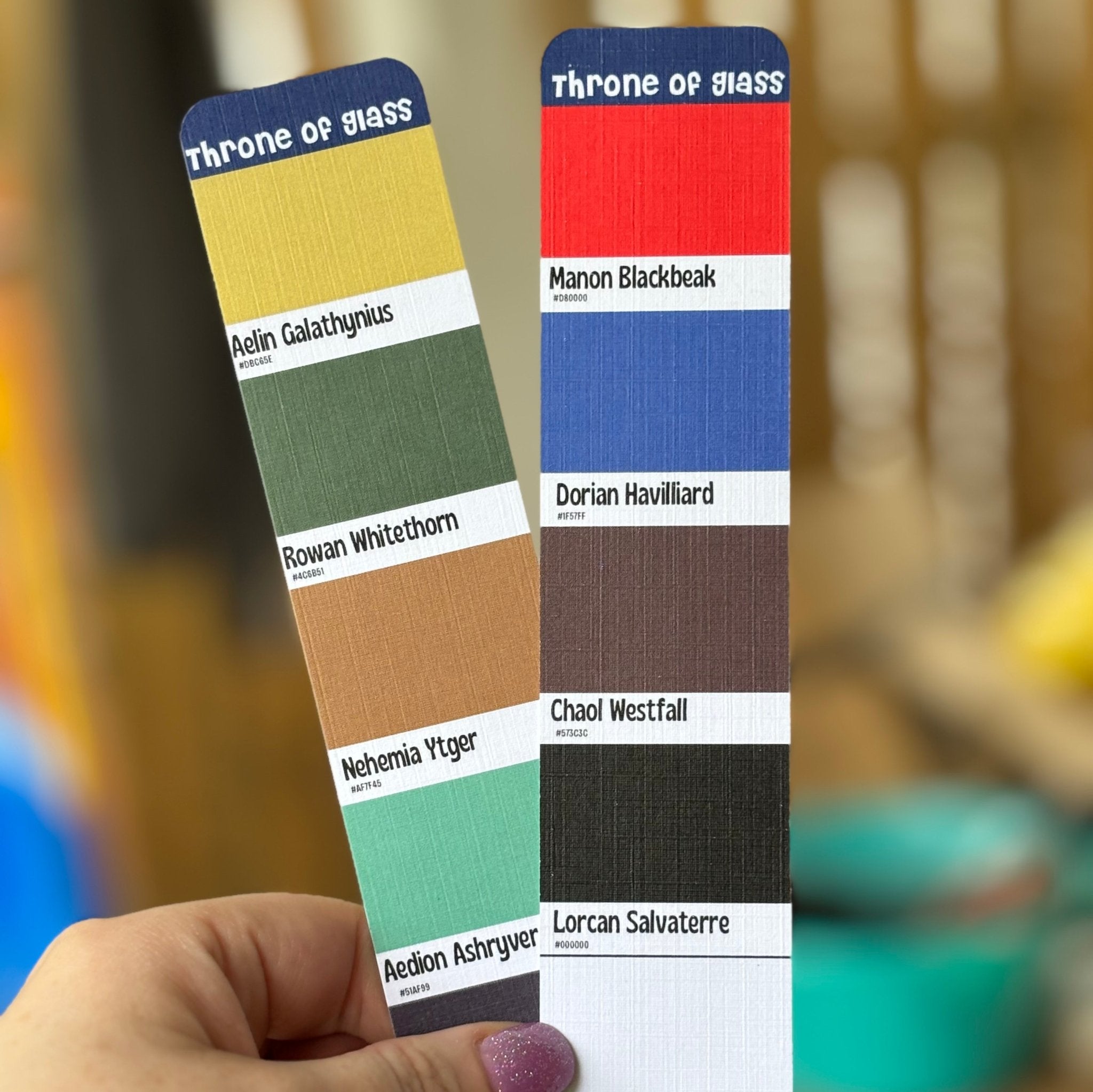 Throne of Glass Character Colors Cardstock Bookmark